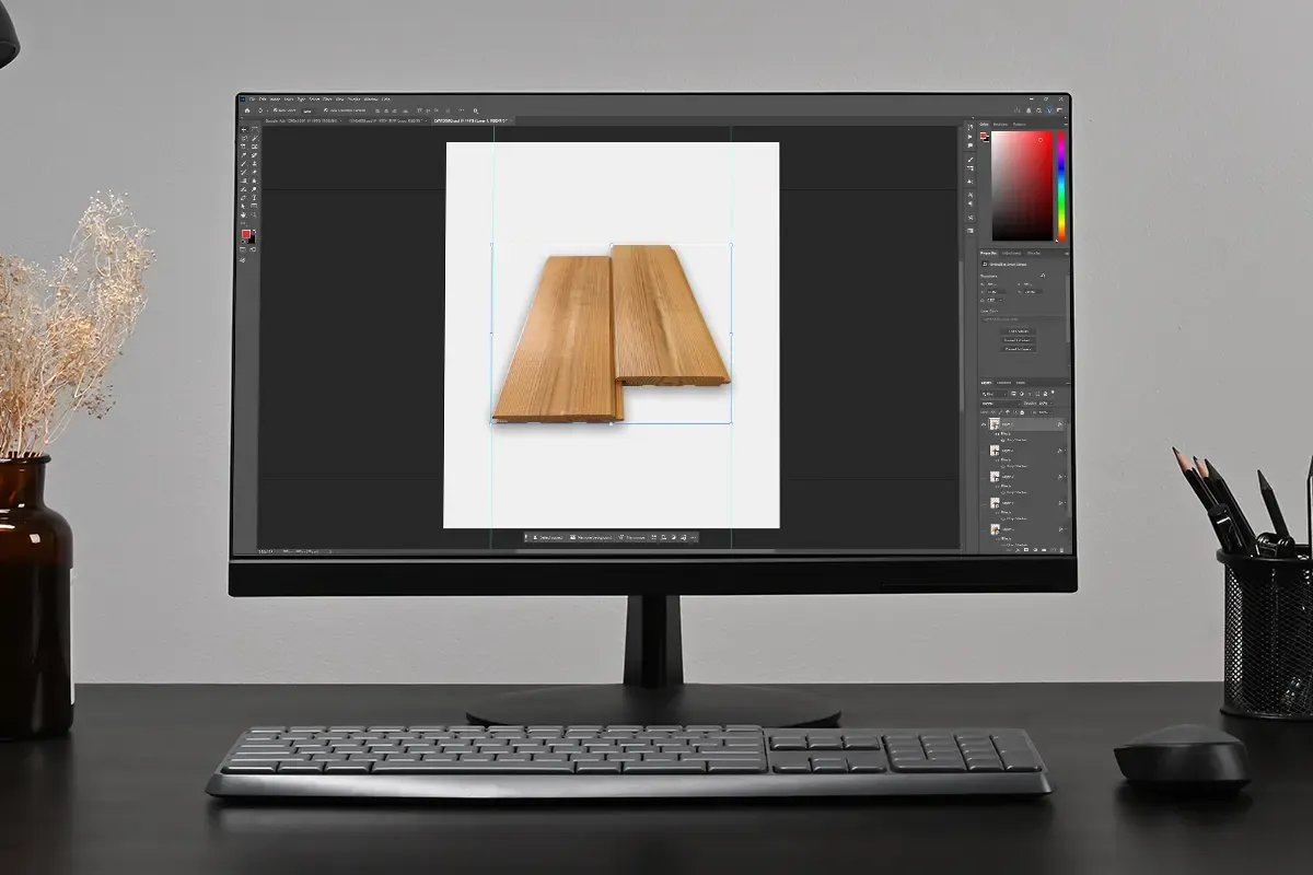 Обработка на продуктова снимка на дървен профил в Adobe Photoshop