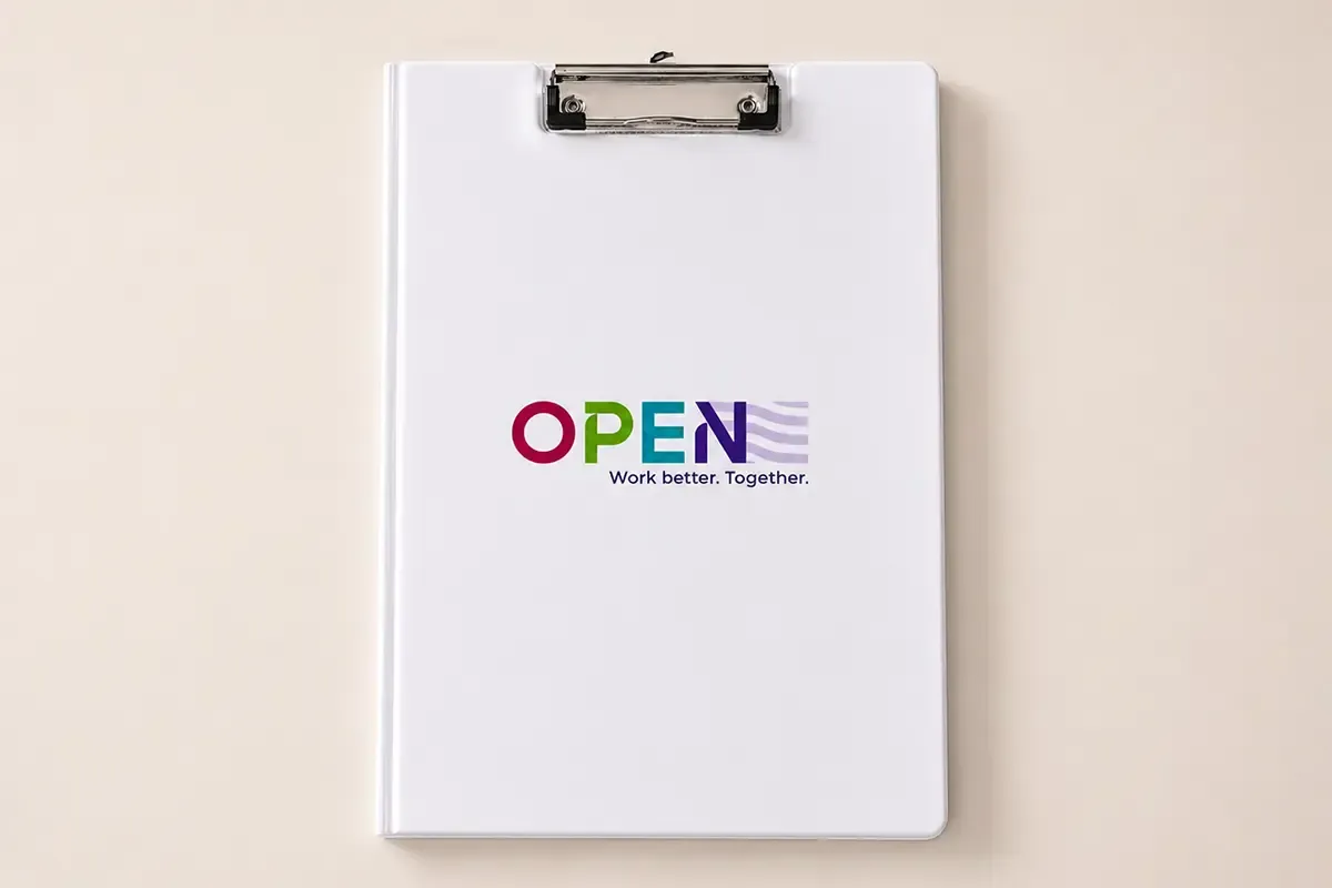 Брандиран клипборд с логото на OPEN by TSA